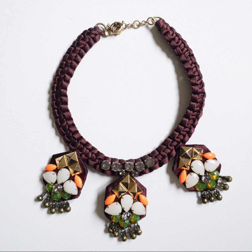 J.Crew Women’s Burgundy Rope Crystal Necklace